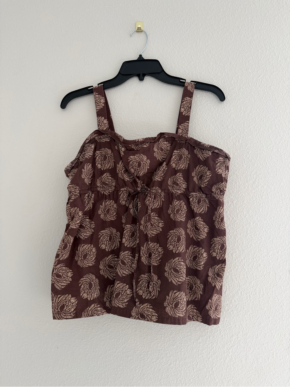 Vintage GAP Brown Babydoll Tank Top L Y2K 2000s 100% Cotton Coquette Boho